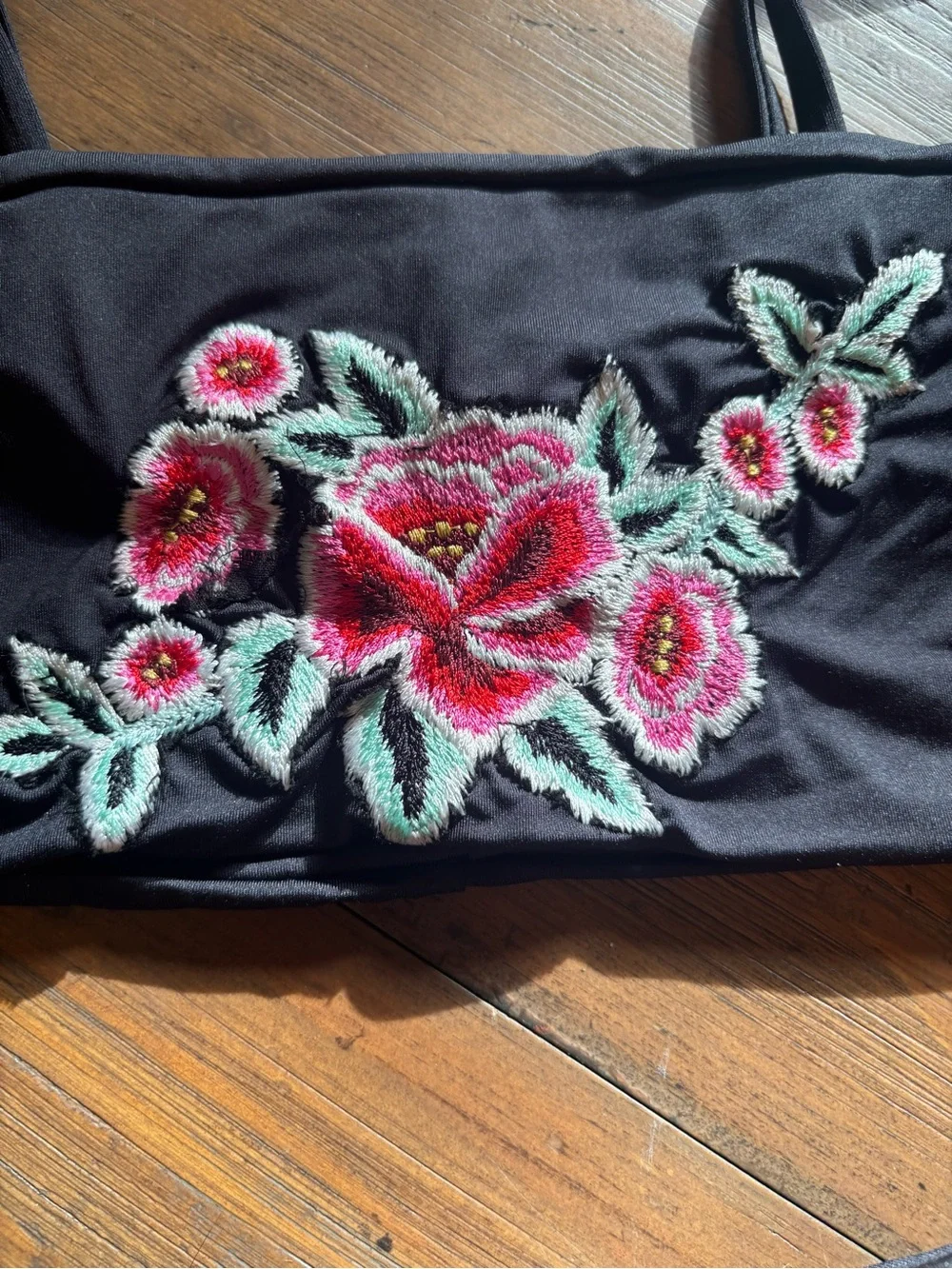 Frankie’s bikinis black embroidered bikini set